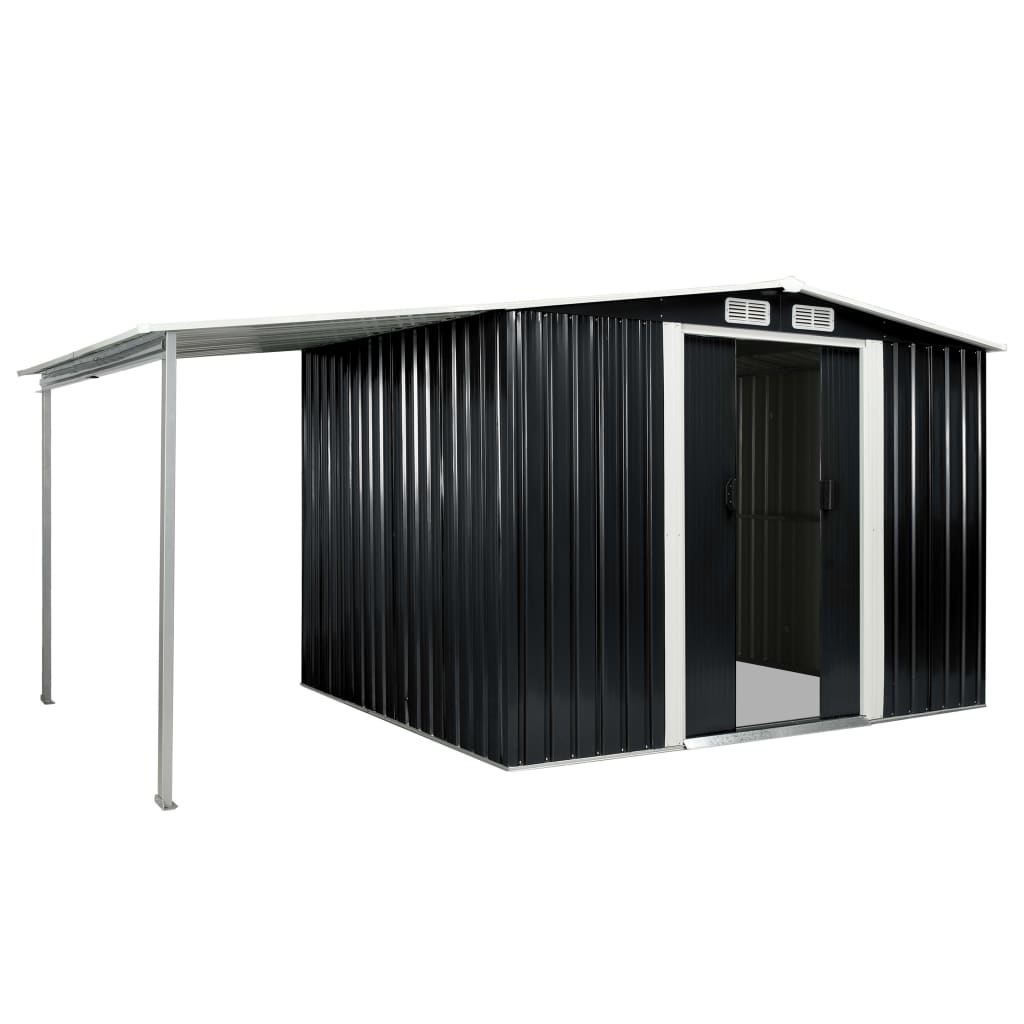 Hageskur med skyvedører antrasitt 386x205x178 cm stål