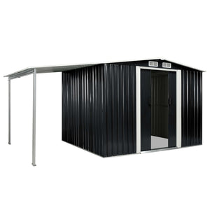 Hageskur med skyvedører antrasitt 386x205x178 cm stål