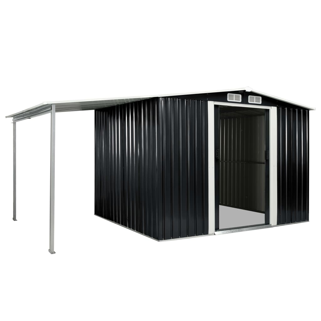 Hageskur med skyvedører antrasitt 386x205x178 cm stål