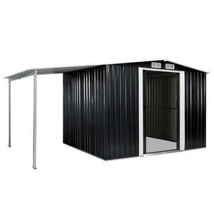 Hageskur med skyvedører antrasitt 386x205x178 cm stål