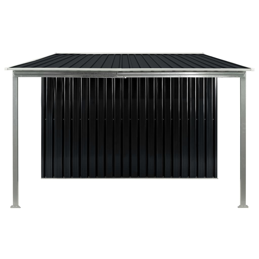 Hageskur med skyvedører antrasitt 386x205x178 cm stål