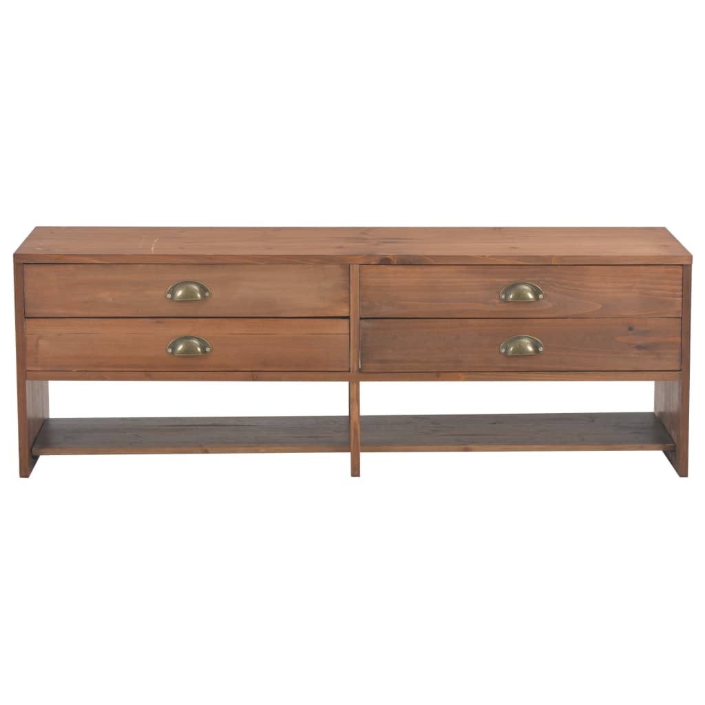 TV-benk med 4 skuffer 120x30x40 cm heltre gran