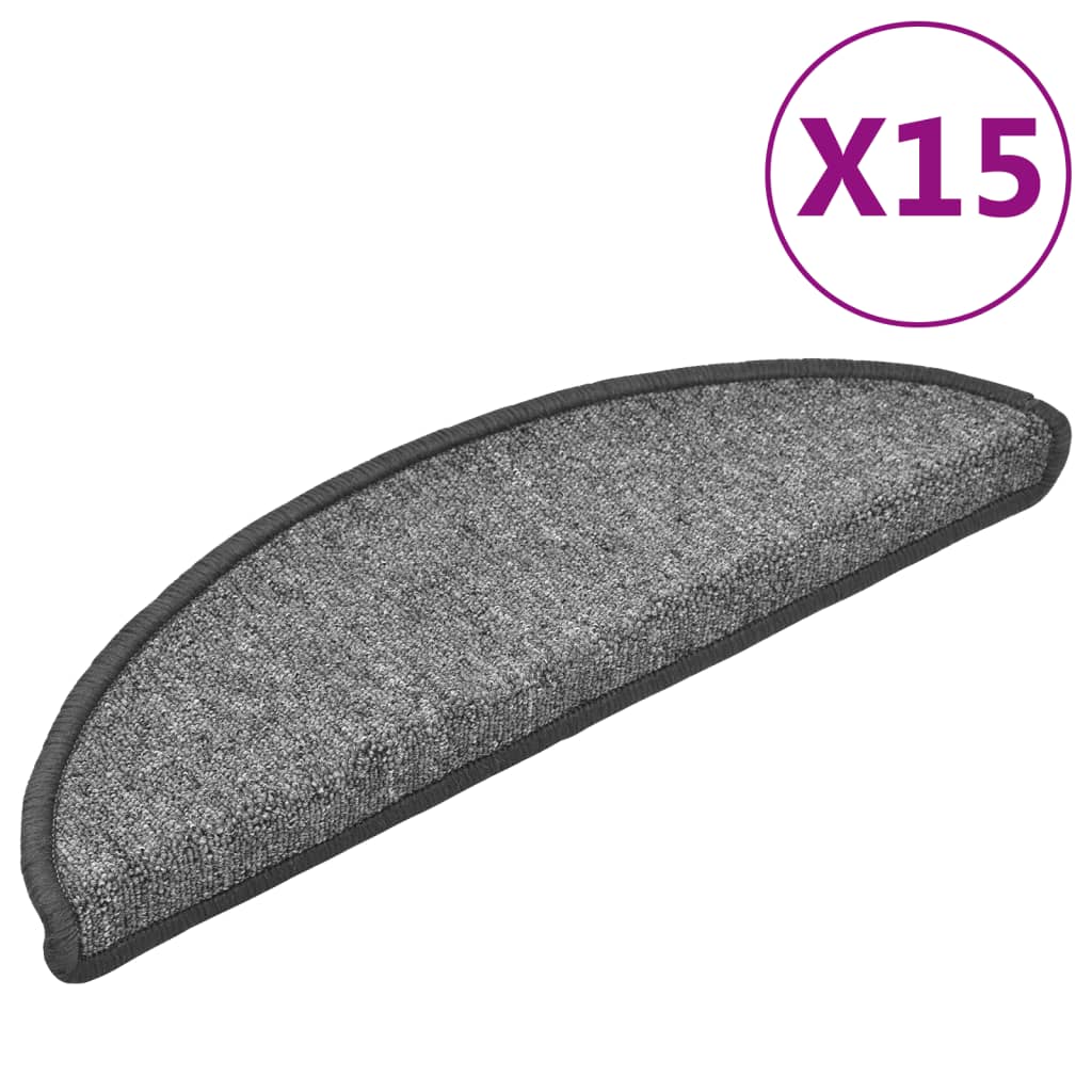 Stair mat gray 15 pcs 56x17x3 cm
