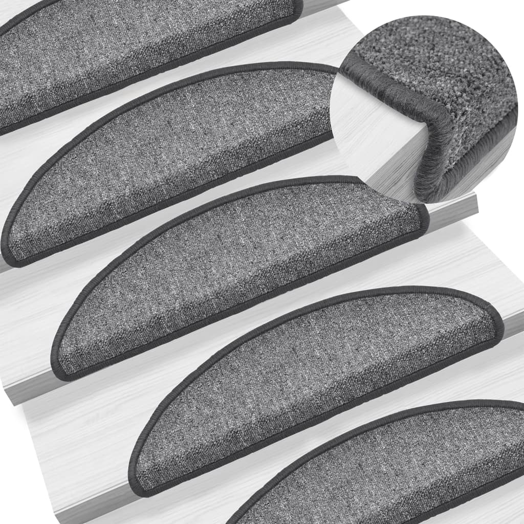 Stair mat gray 15 pcs 56x17x3 cm