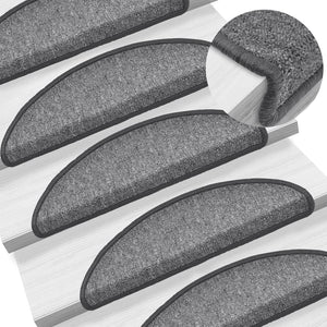 Stair mat gray 15 pcs 56x17x3 cm