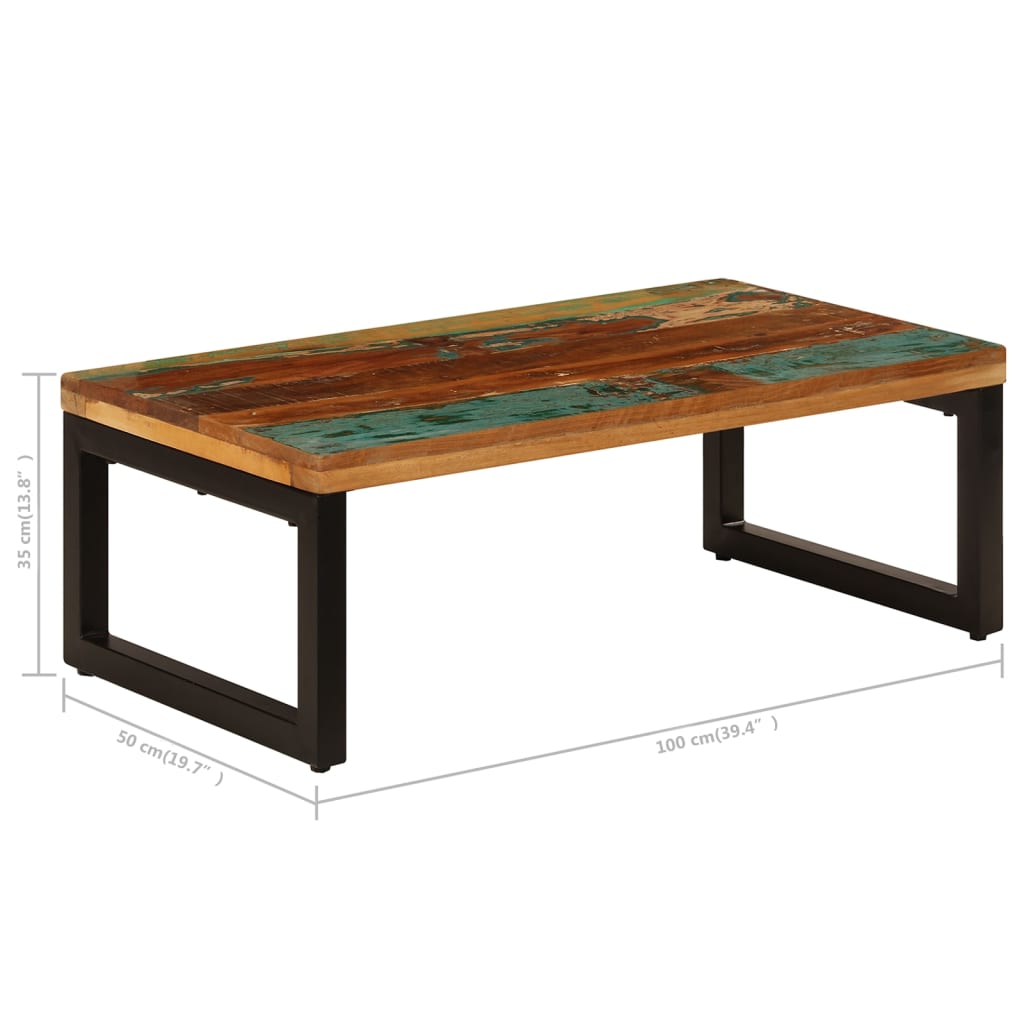 Salongbord 100x50x35 cm gjenvunnet heltre og stål
