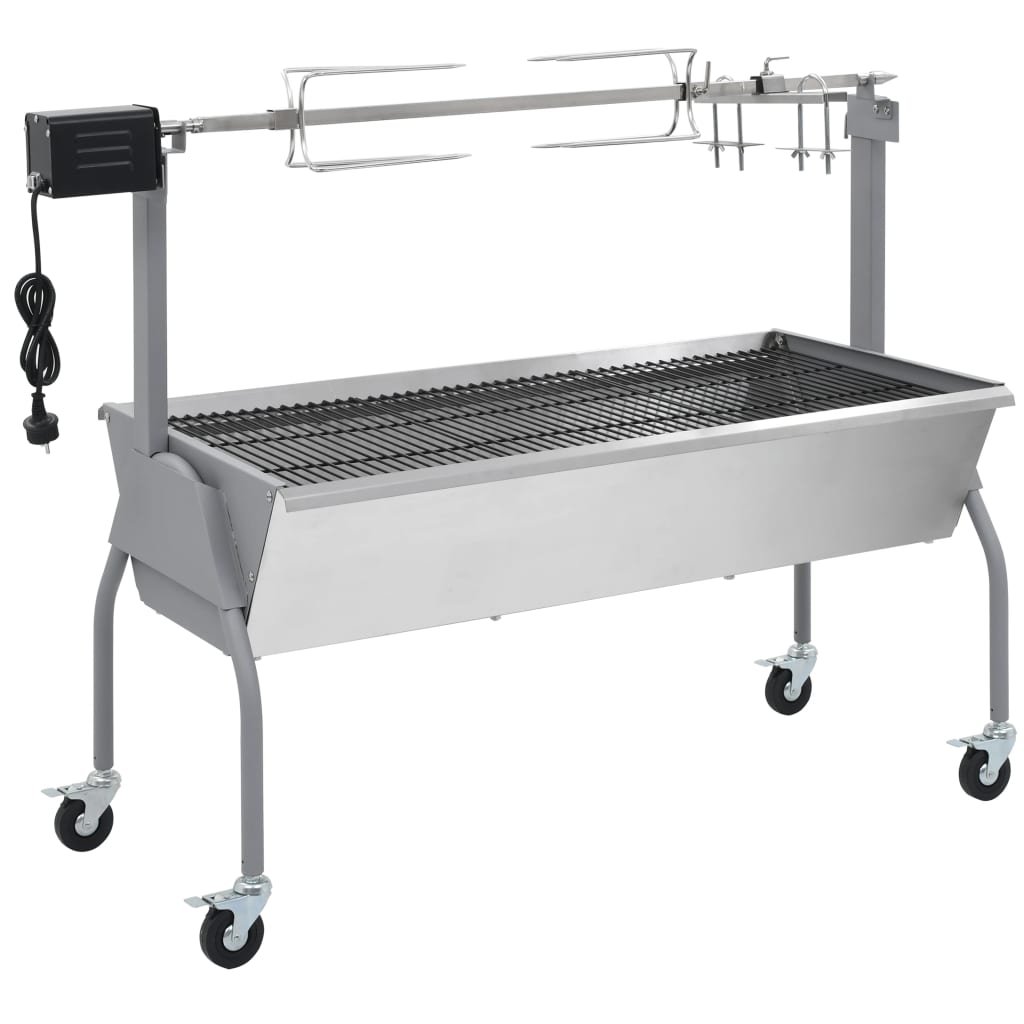 Grill med elektrisk grillspyd rustfritt stål