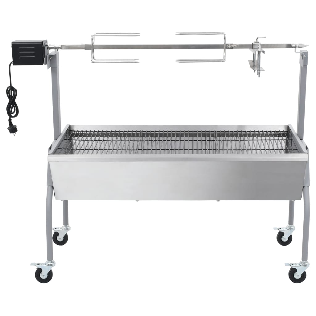 Grill med elektrisk grillspyd rustfritt stål