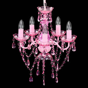 Krystallkrone 5 pærer rosa