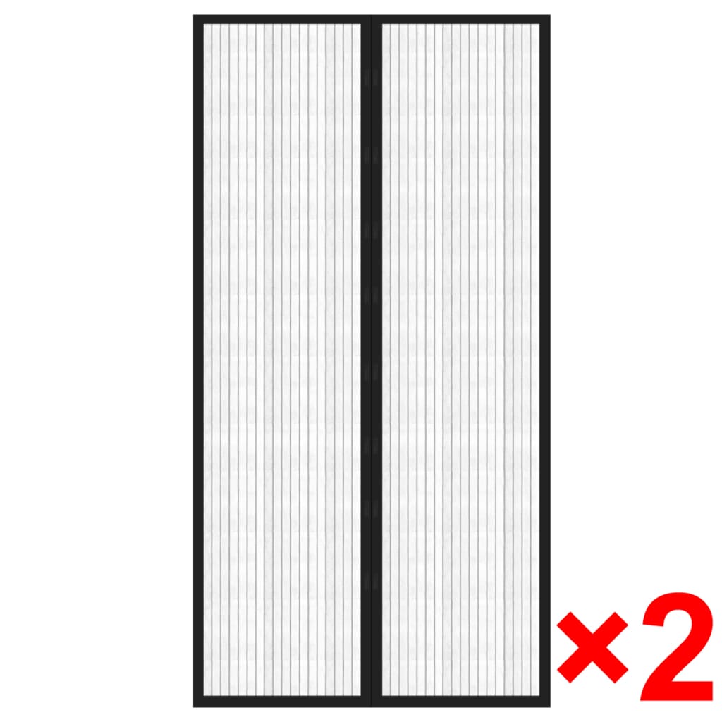 Insekt dørforheng 210 x 100 cm 2 stk magnet svart