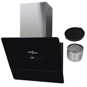 Kitchen hood with black tempered glass screen 600 mm