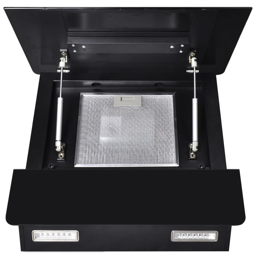 Kitchen hood with black tempered glass screen 600 mm