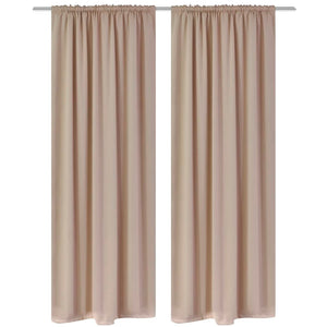 2stk Krem Mørkleggingsgardiner med Stang 135 x 245 cm