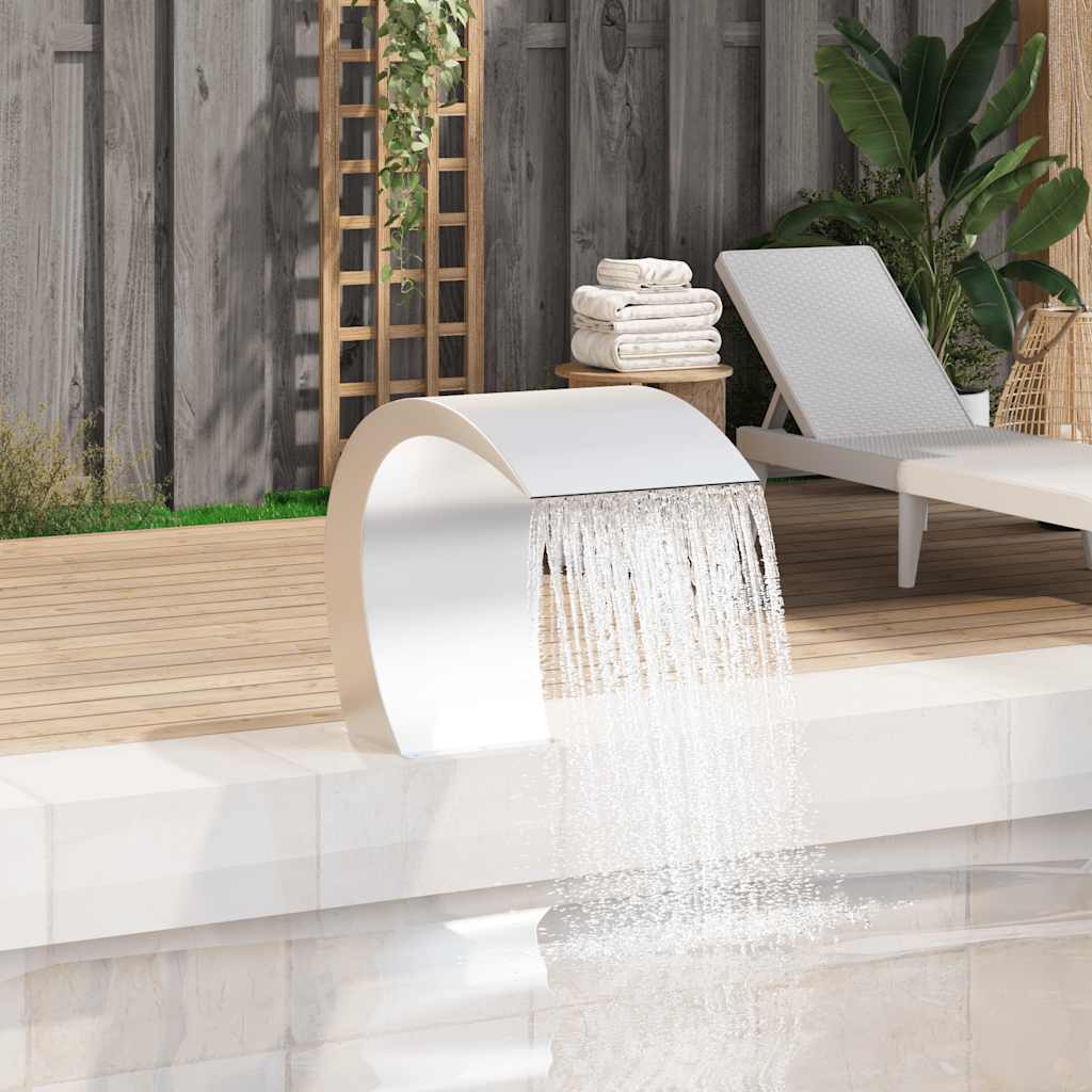 Fountain with waterfall stainless steel 45x30x60 cm
