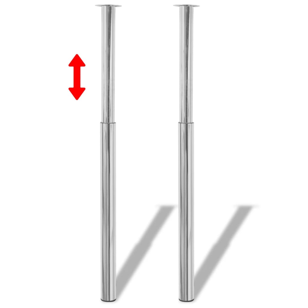 2 telescopic table legs Chrome 710 mm-1100 mm