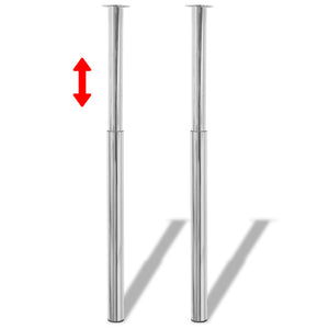 2 telescopic table legs Chrome 710 mm-1100 mm