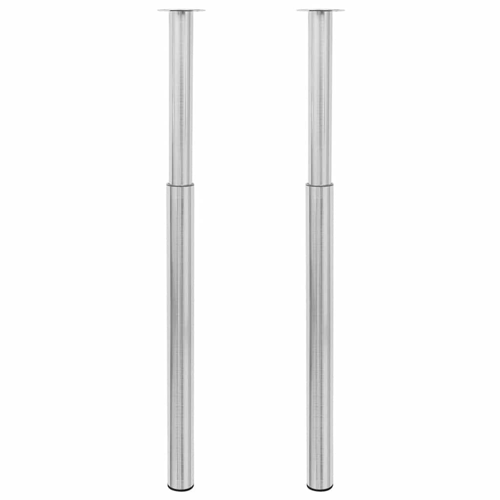 2 teleskopiske Bordben børstet nikkel 710 mm-1100 mm