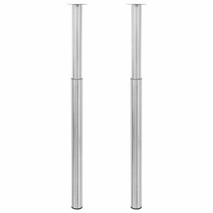 2 teleskopiske Bordben børstet nikkel 710 mm-1100 mm