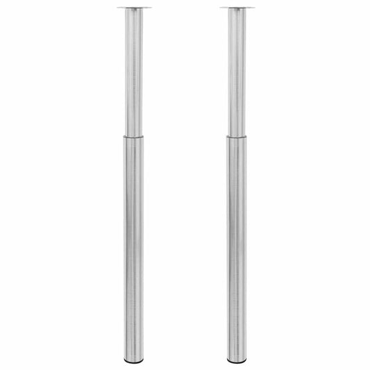 2 teleskopiske Bordben børstet nikkel 710 mm-1100 mm