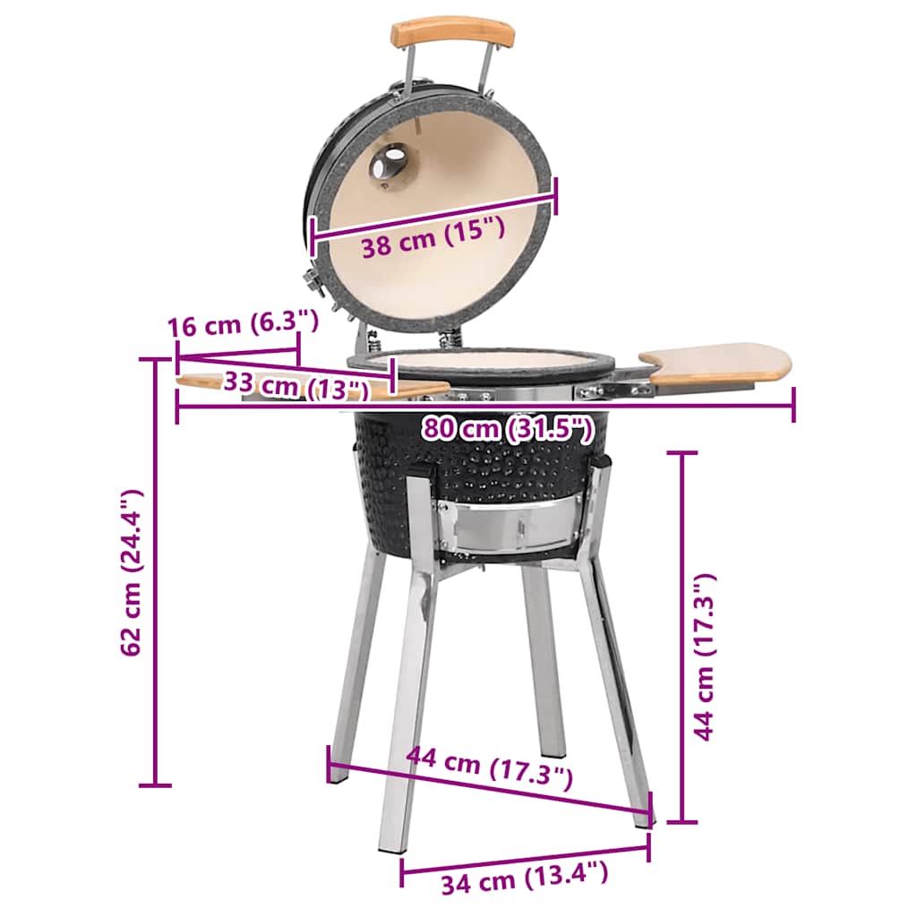 Kamado Kullgrill med røyker keramisk 81 cm