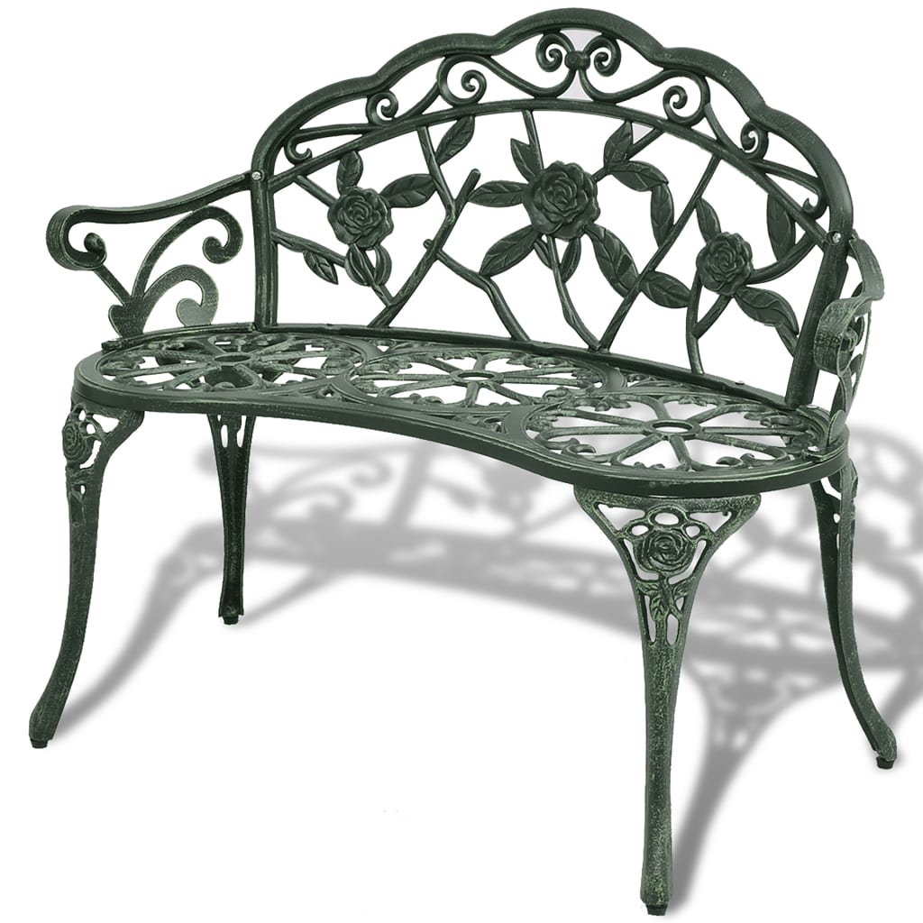 Hagebenk 100 cm støpt aluminium grønn