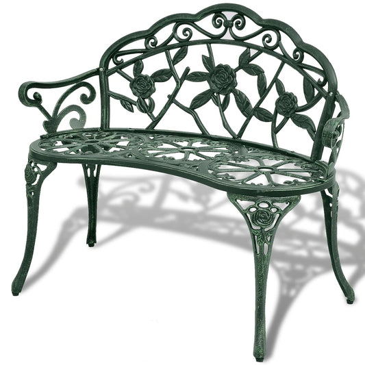 Hagebenk 100 cm støpt aluminium grønn