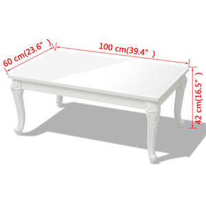 Salongbord 100x60x42 cm høyglans hvit