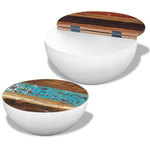 Bowl-shaped coffee tables 2 pcs reclaimed solid wood