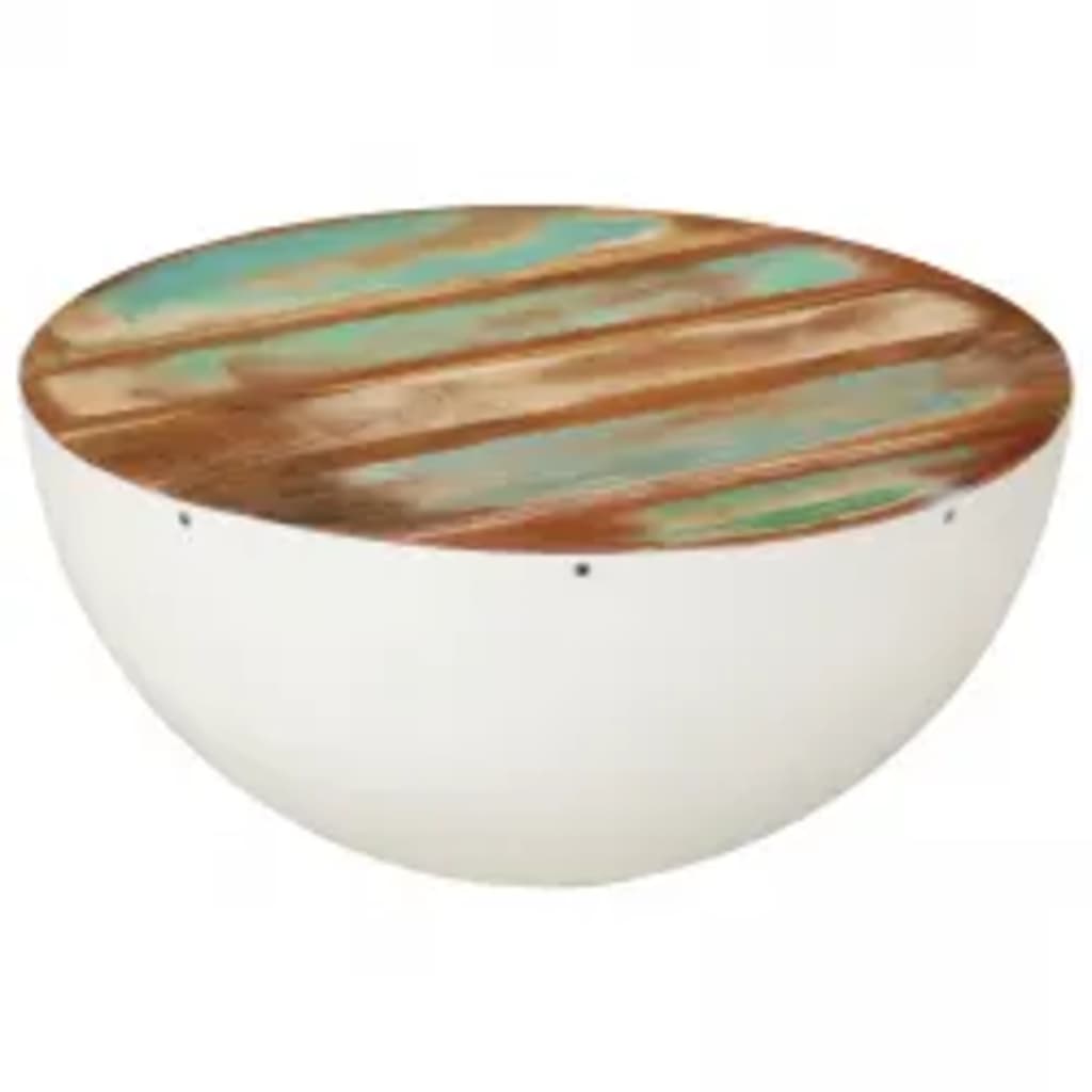 Bowl-shaped coffee tables 2 pcs reclaimed solid wood