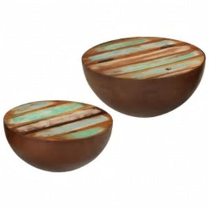 Bolleformede salongbord 2 stk gjenvunnet heltre