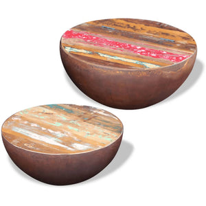 Bolleformede salongbord 2 stk gjenvunnet heltre