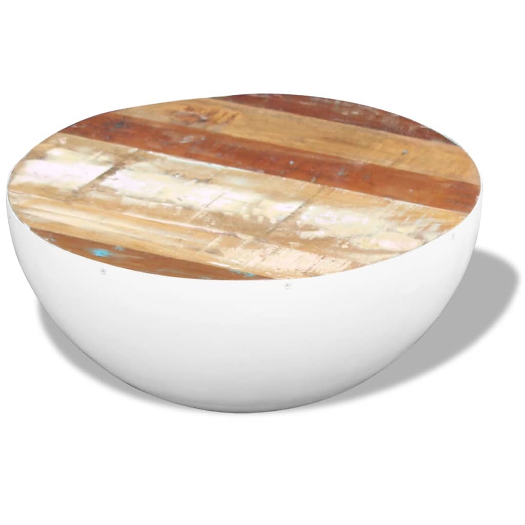 Bowl-shaped coffee table, reclaimed solid wood, 60x60x30 cm