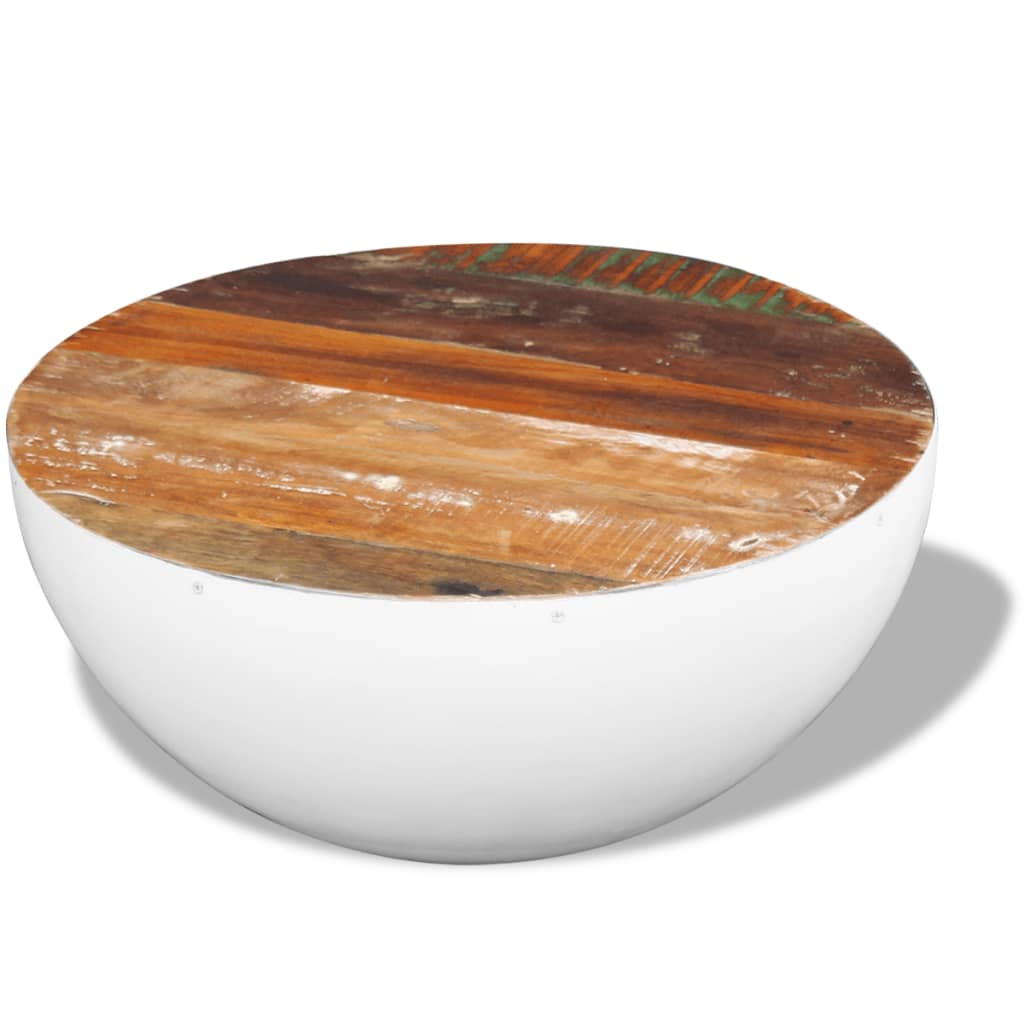 Bowl-shaped coffee table, reclaimed solid wood, 60x60x30 cm