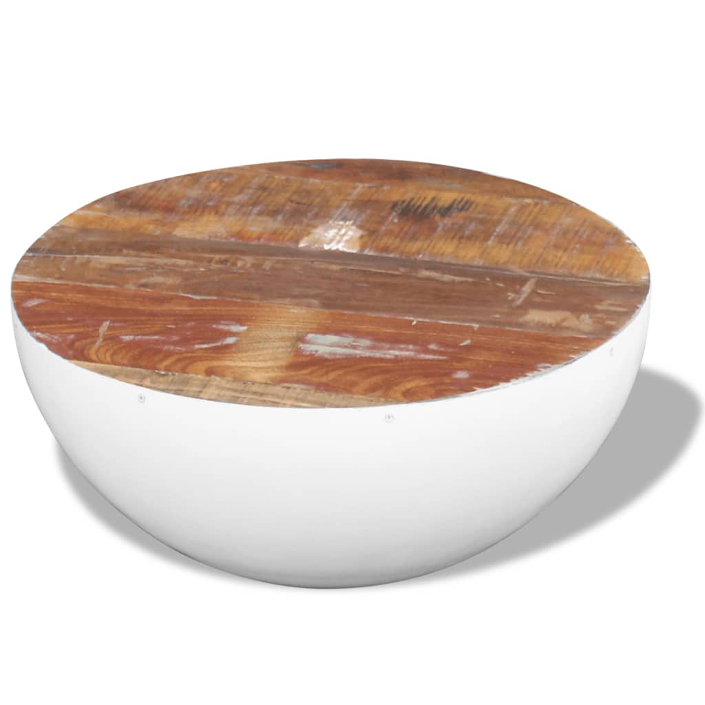 Bowl-shaped coffee table, reclaimed solid wood, 60x60x30 cm