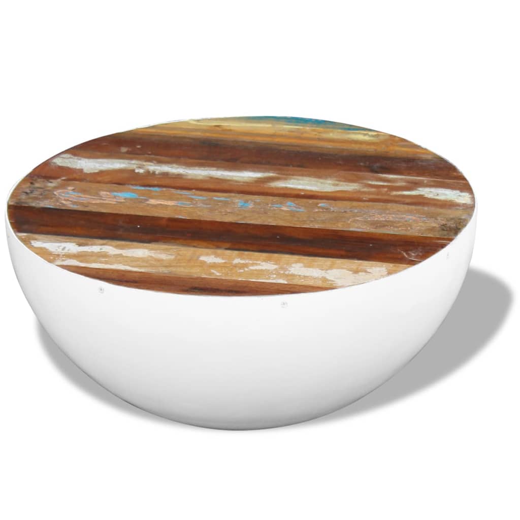 Bowl-shaped coffee table, reclaimed solid wood, 60x60x30 cm