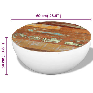 Bowl-shaped coffee table, reclaimed solid wood, 60x60x30 cm