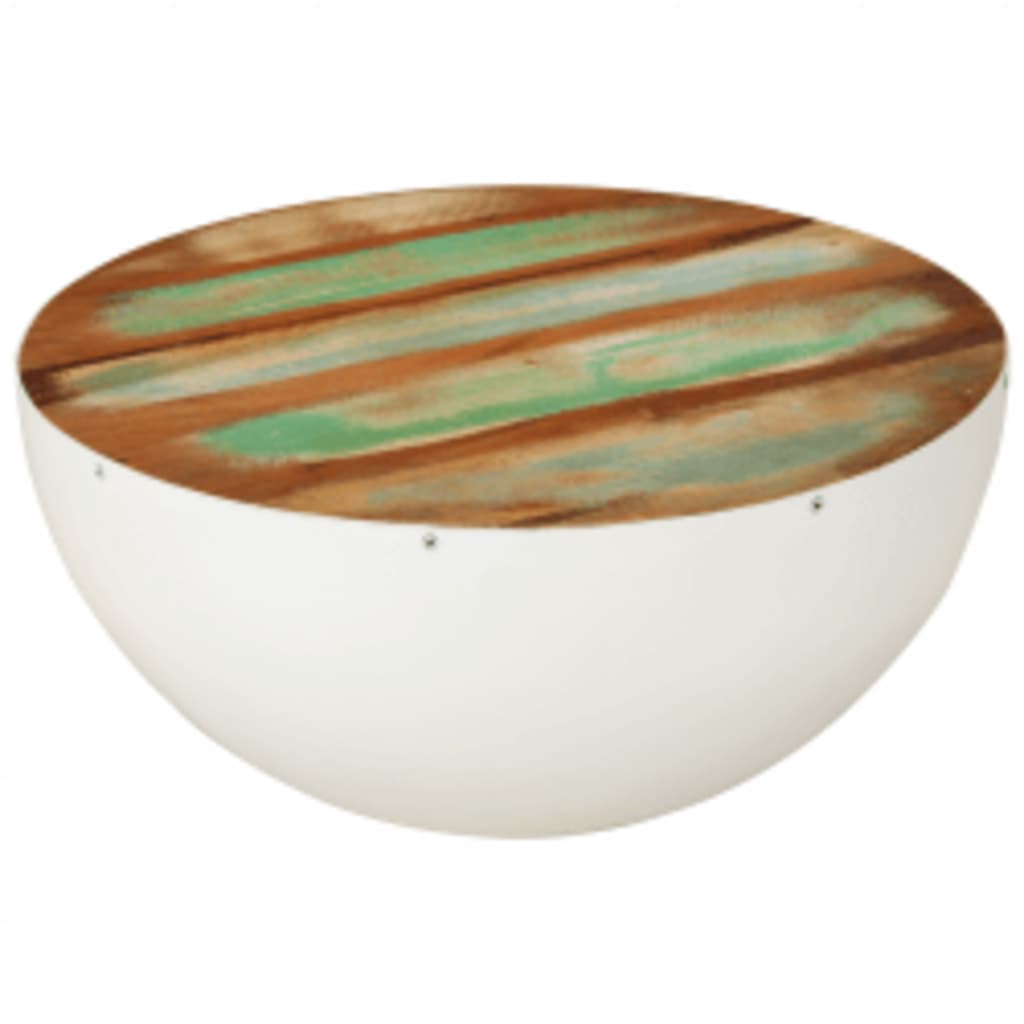 Bowl-shaped coffee table, reclaimed solid wood, 60x60x30 cm