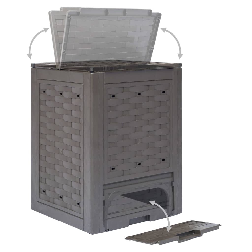 Kompostkasse 60x60x83 cm brun 300 L plast rotting
