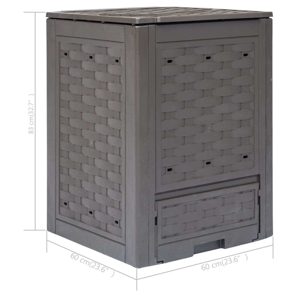 Kompostkasse 60x60x83 cm brun 300 L plast rotting