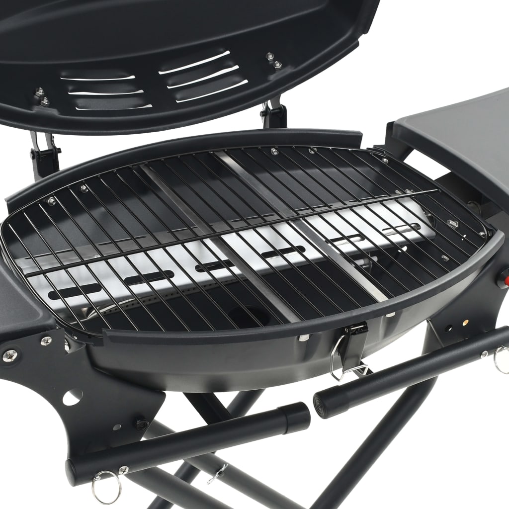 Bærbar gassgrill med en kokesone svart