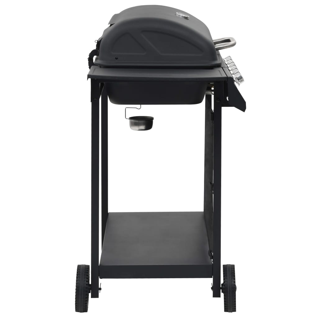 Gassgrill med 6 kokesoner stål svart