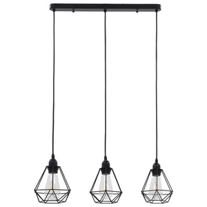 Taklampe med diamant-design svart 3 x E27 lyspærer