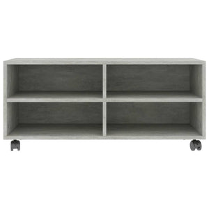 TV bench with wheels concrete grey 90x35x35 cm engineered wood