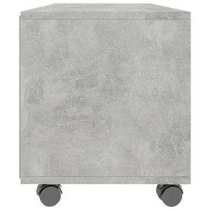 TV bench with wheels concrete grey 90x35x35 cm engineered wood