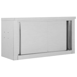 Kitchen cabinet wall with sliding doors 90x40x50 cm stainless steel