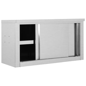 Kitchen cabinet wall with sliding doors 90x40x50 cm stainless steel