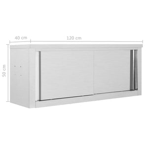 Kitchen cabinet wall with sliding doors 120x40x50 cm stainless steel