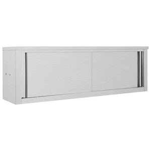 Kitchen cabinet wall with sliding doors 150x40x50 cm stainless steel