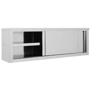 Kitchen cabinet wall with sliding doors 150x40x50 cm stainless steel