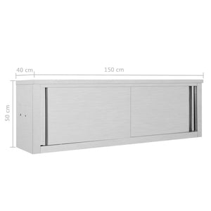 Kitchen cabinet wall with sliding doors 150x40x50 cm stainless steel